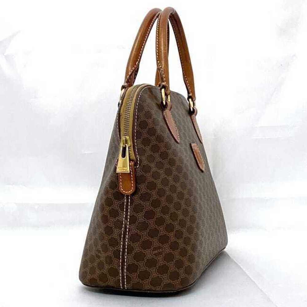 Celine Bag Brown Macadam Shoulder Top Handle Leather Zipper All over Logo - Picture 2 of 10